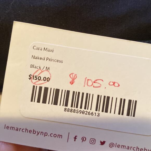 Naked Princess Black Cara Maxi Nightgown New with Tags Size Petite - Picture 9 of 9